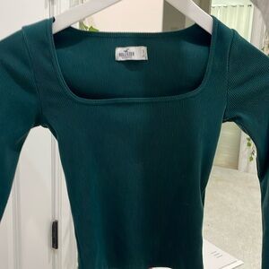 Hollister green ribbed long sleeve top! SIZE XXS